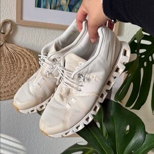 On Running Women's Cream Athletic Shoes